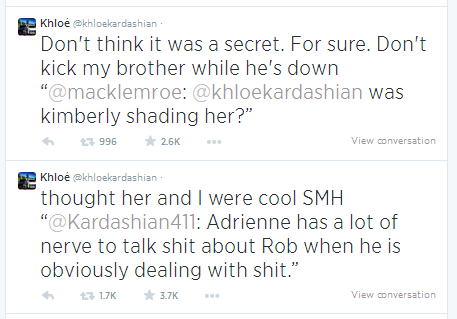 Khloe Kardashian Shade Tweets